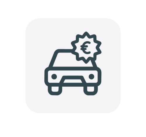 Das Icon steht für das Bewerten vor Ort, um das Auto zu einem fairen Preis zu verkaufen. 