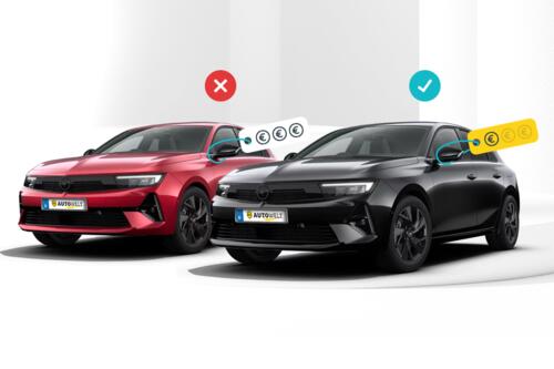 Zwei Autos symbolisieren den Unterschied Tipps zum Autokauf zu erhalten.