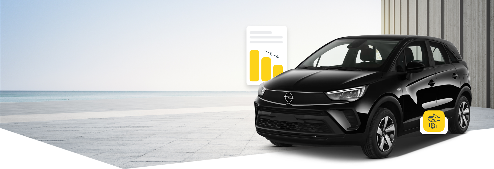 Der Wertverlust eines Autos wird anhand von Symbolen dargestellt.